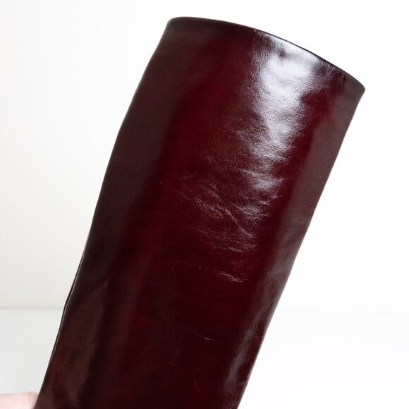 Zara Leather Boots Burgundy Wide Heel Tall Classy EU 42 - Picture 11 of 16